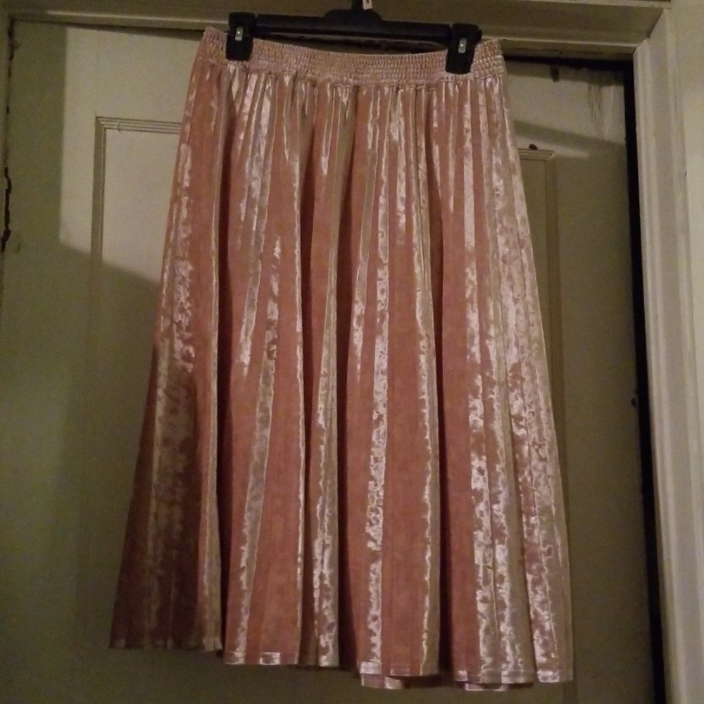 Pink Velvet Midi Skirt